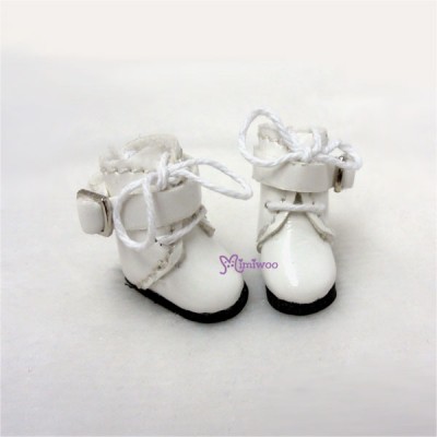 Middie B 2.2cm Doll Shoes Buckle Boots White SBB006WHE